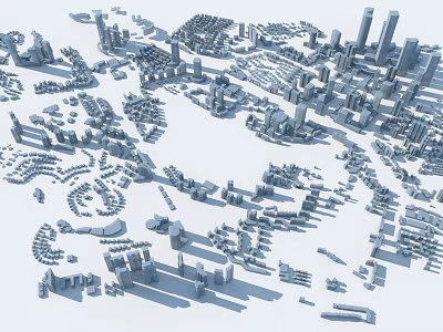 3D City Model Design With Urban Buildings Roads And Layout Structures 3d model