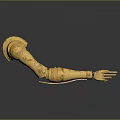 Game Movie Character Golden Mechanical Arm With Ornate Armor Design And Pointing Finger