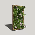 Beautiful Indoor Living Wall With Green Plants And Purple Flowers