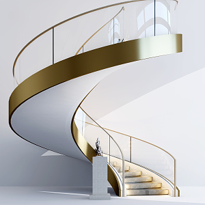 Light Luxury Swirling Staircase Swirling Glass Staircase 3d model