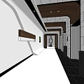 Modern Elevator Corridor Interior Design With Tiled Walls And Ceiling Lighting