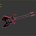 Modern Unique Shaped Electric Guitar With Red Illuminated Edges And Black Body