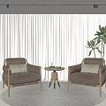 Stylish Brown Lounge Chairs With Green Cushions Small Round Table And White Curtains