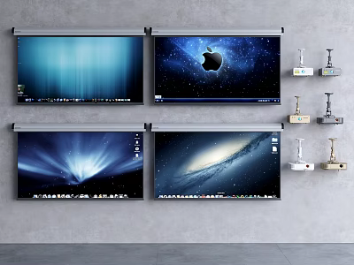 Projection Monitoring System With Multiple High Definition Wall Mounted Screens And Surveillance Equipment 3d model