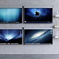 Projection Monitoring System With Multiple High Definition Wall Mounted Screens And Surveillance Equipment