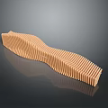 Modern Wave Shaped Wooden Furniture With Striped Design And Curved Structure For Contemporary Interior Spaces