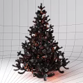 Blue Artificial Christmas Tree Decorated With Warm White Lights For Holiday 3d model