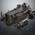 Vintage Race Car With Unique Propellers And Industrial Mechanical Metal Design
