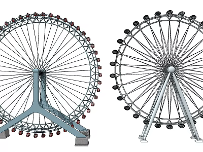 Large Ferris Wheel Amusement Rides With Steel Frame And Round Cabins Design 3d model
