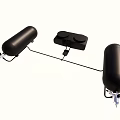 Black Cylindrical Device With Square Center And Mounted Linking Bar Design
