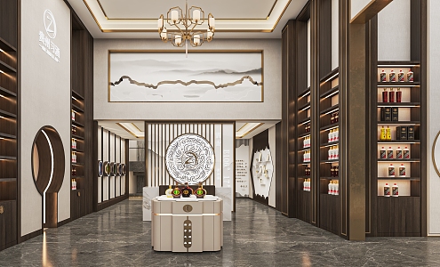 New Chinese Style Tobacco and Liquor Store Tobacco Hotel Liquor Exhibition Hall Cashier Tobacco and Liquor Display Cabinet Tobacco Hotel Display Cabinet 3d model