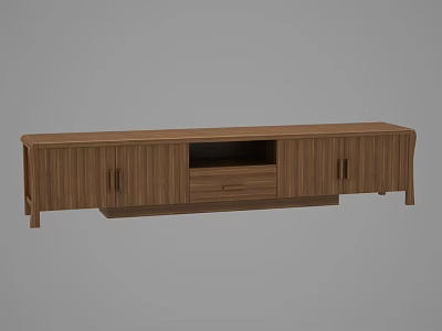 Wooden TV Stand with Drawer and Cabinet Doors Modern Simple Design for Living Room 3d model