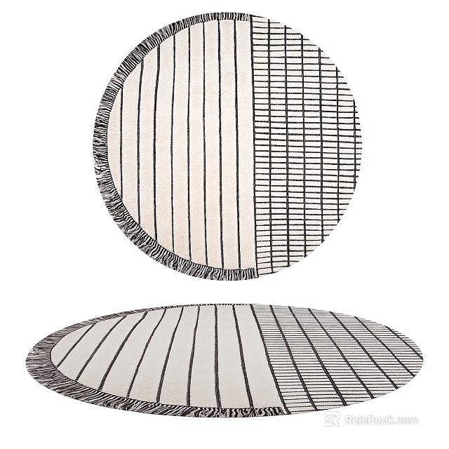 Round Area Rug With Vertical And Horizontal Striped Patterns In Modern Decorative Design 3d model 