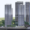 Tall Modern High Rise Buildings With Contemporary Design in Urban Cityscape