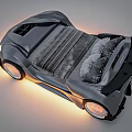 Modern Kids Sports Car Shaped Bed with LED Lights and Gray Cushioned Design