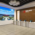 Modern Retail Store Interior With Shelves Display Counters Cloud Ceiling And Large Screen 3d model