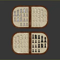 Open Wooden Chess Case With Red Border And Black White Chess Pieces