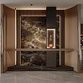 Elegant Modern Foyer Hallway With Marble Accent Wall Decorative Lighting And Console Table
