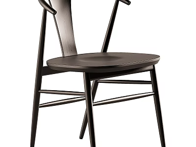 Modern Wooden Dining Chair with Curved Backrest and Slender Legs for Contemporary Home Decor 3d model
