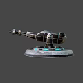 Futuristic Mechanical Device With Metallic Circular Base And Blue Glowing Lights