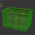 Handmade Bamboo Woven Storage Basket With Rectangular Shape And Sturdy Handles 3d model