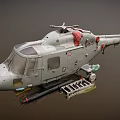 Gray Military Helicopter Model with British Flag Armament Rotor and Cockpit Details