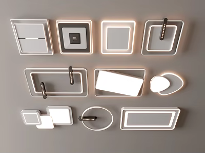 Modern Ceiling Lights in Various Shapes Square Round Rectangular for Interior Decoration 3d model