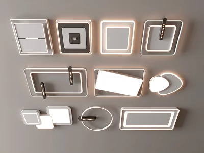 Ceiling lamp square ceiling lamp round ceiling lamp geometric ultra-thin bedroom living room simple 3d model