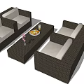 Outdoor Wicker Sectional Sofa With Coffee Table Fruit Platter And Drinks