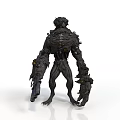 Black Mechanical Organic Monster Character With Muscular Build And Clawed Limbs