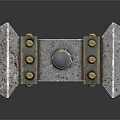 Ornate War Hammer With Metal Plates Intricate Carvings And Red Braided Handle