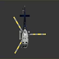 Blue And White Helicopter Model With Yellow Rotor Blades And Detailed Design