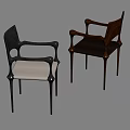 Modern Dining Chairs With Armrest Design Wooden Frame And Beige Black Cushions