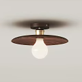 Modern Walnut Wooden Ceiling Light with White Globe Bulb and Stylish Design