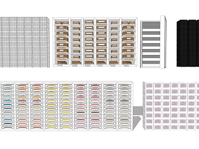 Multicolor Shoe Cabinet Designs With Multiple Shelves And Modern Storage Solutions 3d model
