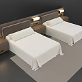 Modern Minimalist Hotel Guest Room With Two Twin Beds And Exquisite Matching Wooden Nightstands