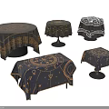 Entertainment Table with Decorative Tablecloths in Various Patterns for Home Entertainment 3d model
