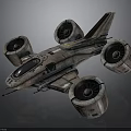 3D Rendered Cosmic Spaceship With Four Large Engines And Textured Body