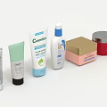 Perfume and Cosmetics Assortment with Moisturizing Creams Lotion Bottles and Luxury Jars on White Background