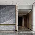 Modern Minimalist Elevator Corridor With Marble Wall And Stone Floor