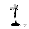 Unique Abstract Shape Floor Lamp With Tall Slender Stand And Multiple Round Light Globes