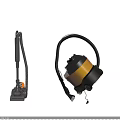 Upright And Canister Vacuum Cleaners Black Orange On Gray Floor Light Wall Background