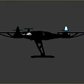 Black Drone With Four Blue Propellers And Circular Logo On Gray Background 3d model