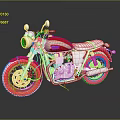 Classic Red And White Motorcycle With Shiny Chrome Engine White Seat And Red Wheels