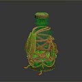Decorative Living Decor Bottle With Cork Stopper Rope Knots Leather Tag And Green Illuminated Interior