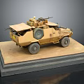 Detailed Tan Functional Vehicle Model with Mounted Weapons and Display Base 3d model