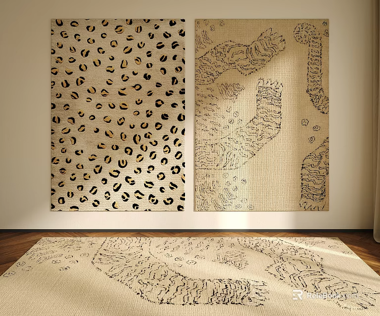 Square Area Rugs In Artistic Interior Decoration 3d model 