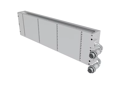 Silver Rectangular Metal Industrial Equipment With Multiple Holes And Connectors 3d model