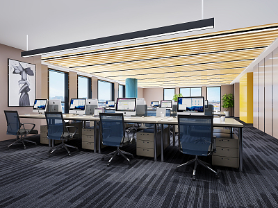 Modern public office area 3d model