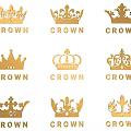 Gold Crown Wall Decor With Different Designs And CROWN Lettering Below 3d model